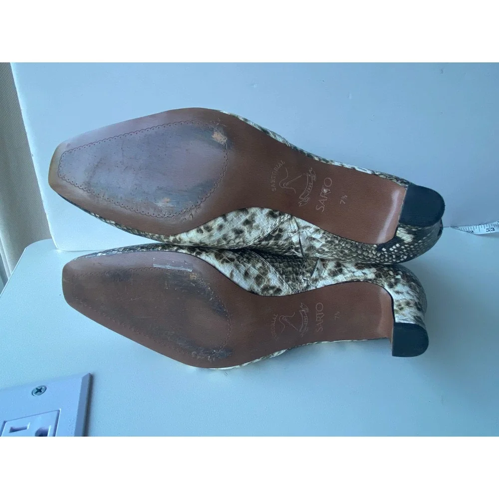 Sarto Franco Sarto‎ Alexandria Snakeskin Print Square Toe Ankle Boots Brown 7.5M
